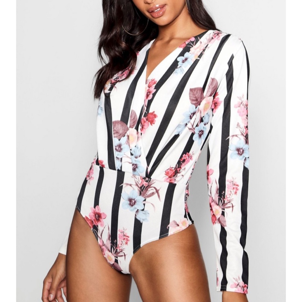 Strip floral bodysuit